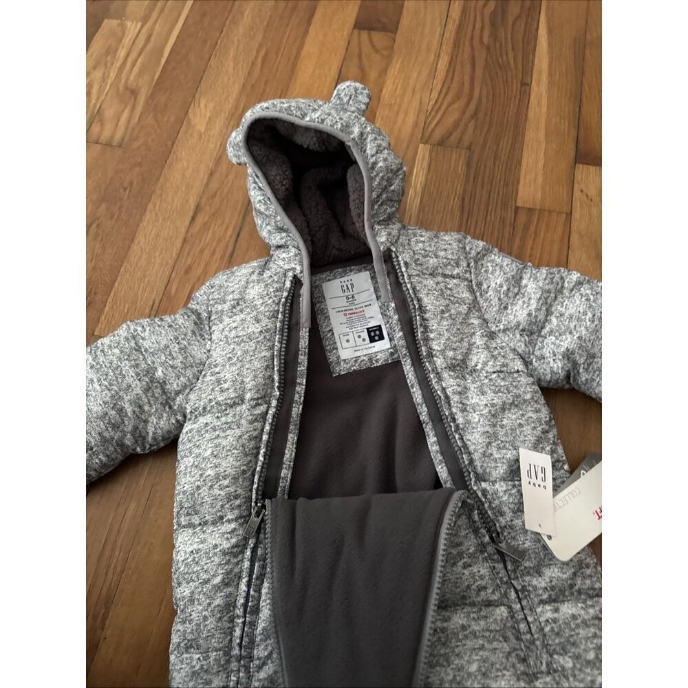 Baby Gap Gray Insulated Bunting Snow Suit Fleece Unisex Size 0-6 Months - Picture 6 of 6